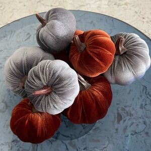 8 velour pumpkins